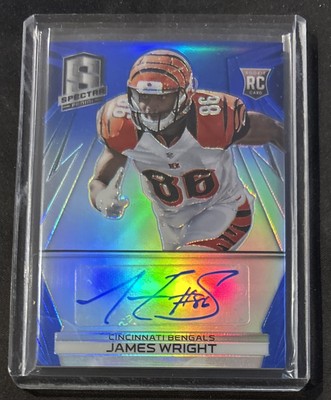 2014 Panini Spectra Rookie Blue Prizm Auto James Wright #13/49 Bengals RC