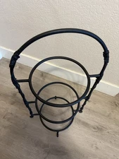 Vintage Black Cast Iron Three Tier Dinner Plates Stand 