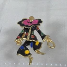 Vintage Articulated Dancing Clown Brooch Pin Enamel Gold Tone Costume Jewelry