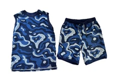 Hanna Andersson Keep Cool Blue Swirl Printed Tank Short 150 12 PLAY