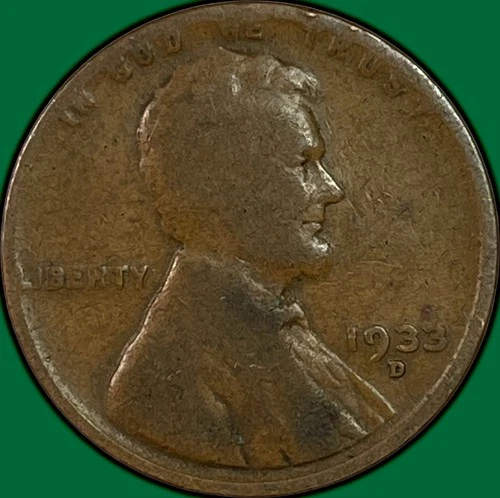 1933-D Lincoln Wheat Cent Good G Coin #34269