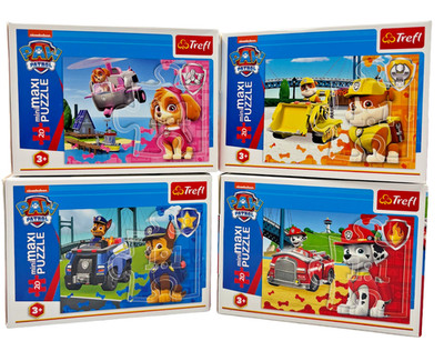 Paw Patrol Puzzle Set 4 Stück Trefl Spielset Chase Skye Rubble Reiseset NEU  