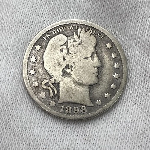 1898-O Barber Quarter Dollar 90% Silver 25c New Orleans US Coin