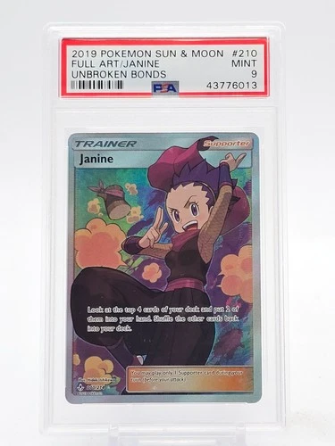 JANINE SUN & MOON UNBROKEN BONDS 210/214 ULTRA RARE FULL ART PSA 9 Q7217-1