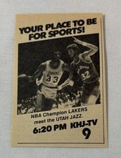 Oct 25, 1980 small KHJ tv basketball ad ~ LOS ANGELES LAKERS vs UTAH JAZZ