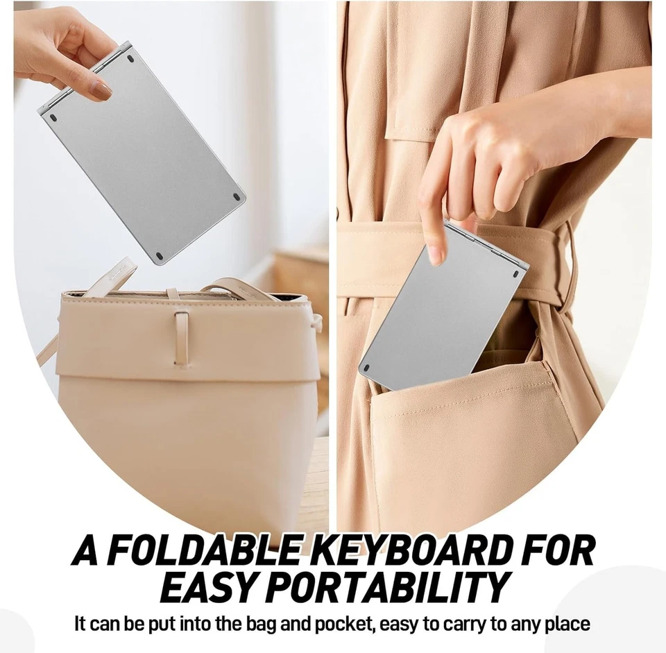 Mini Rechargeable Foldable Bluetooth Keyboard and Mouse Combo, Portable (Sync Up - Image 3 of 4