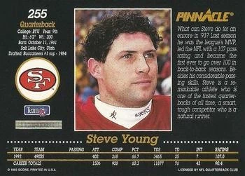 1993 Pinnacle #255 Steve Young - Image 2 of 2