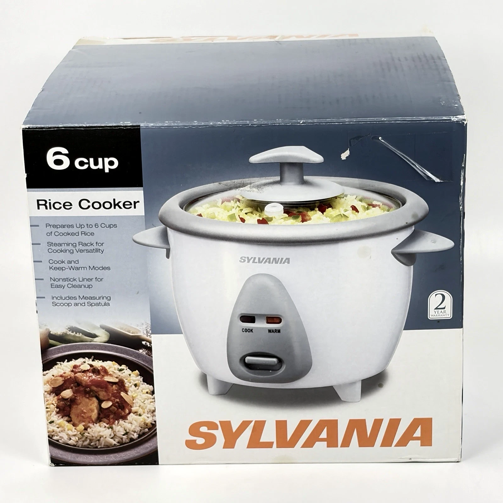 Sylvania Rice Cooker 6 Cup RC-3 Electric Steaming - Open Box