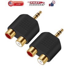 3.5mm to RCA Splitter Adapter Gold Plated 3.5mm Male Stereo to 2 RCA Female J...