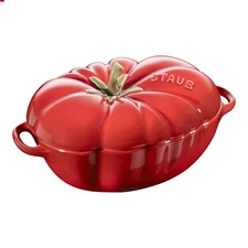 SALE!!! Staub Petite Tomato Dutch Oven, Cherry Red Cast Iron Cocotte- FREE SHIP