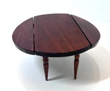 Vtg Mini Wooden Doll Furniture Folding Drop Leaf Table Small  4.5 in round