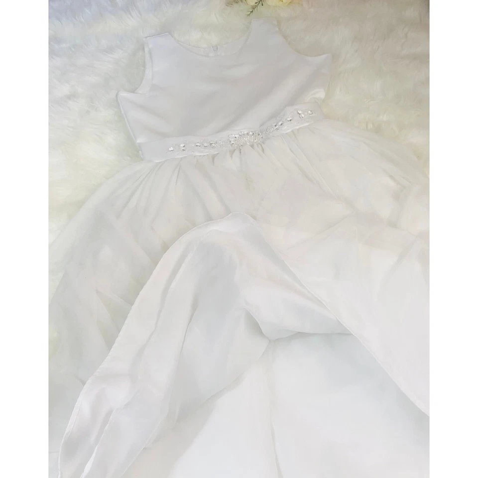 Isabella & Chloe девочки Sz 14 цветок девочка платье белый тюль карнавальный бисером официальный - Изображение 4 из 4