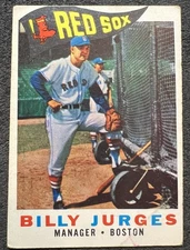 1960 TOPPS BILLY JURGES MGR (BOSTON RED SOX) #220 VG OC CORNER CREASE