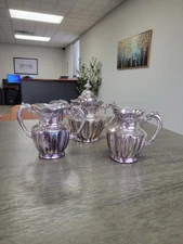 Antique Mermod Jaccard & Co 3770-473 Quadruple Silver  Plated Creamer & 2 Sugars