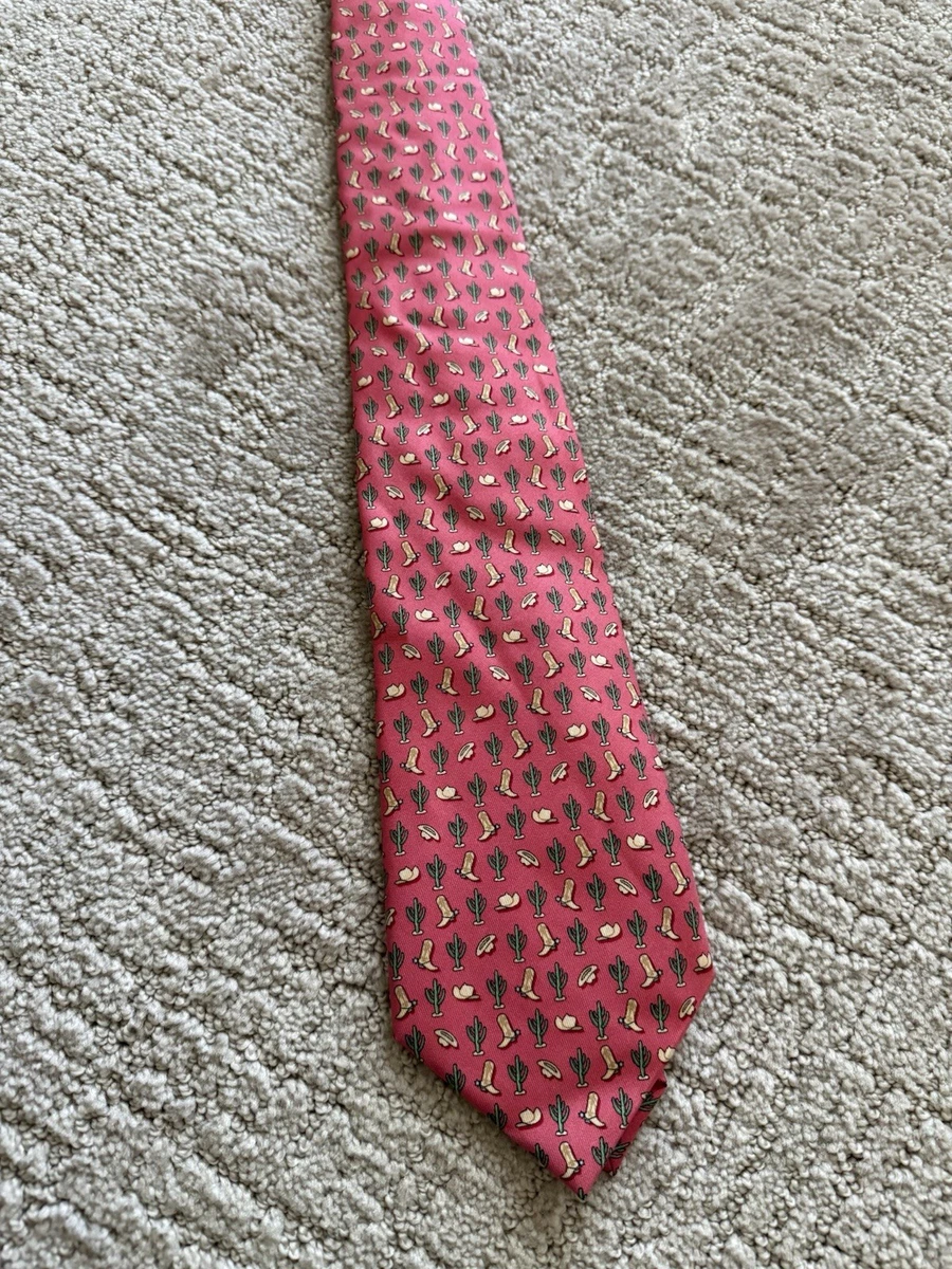 Vineyard Vines Boots Cactus Men's 100% Silk Tie President Bush Party Pink