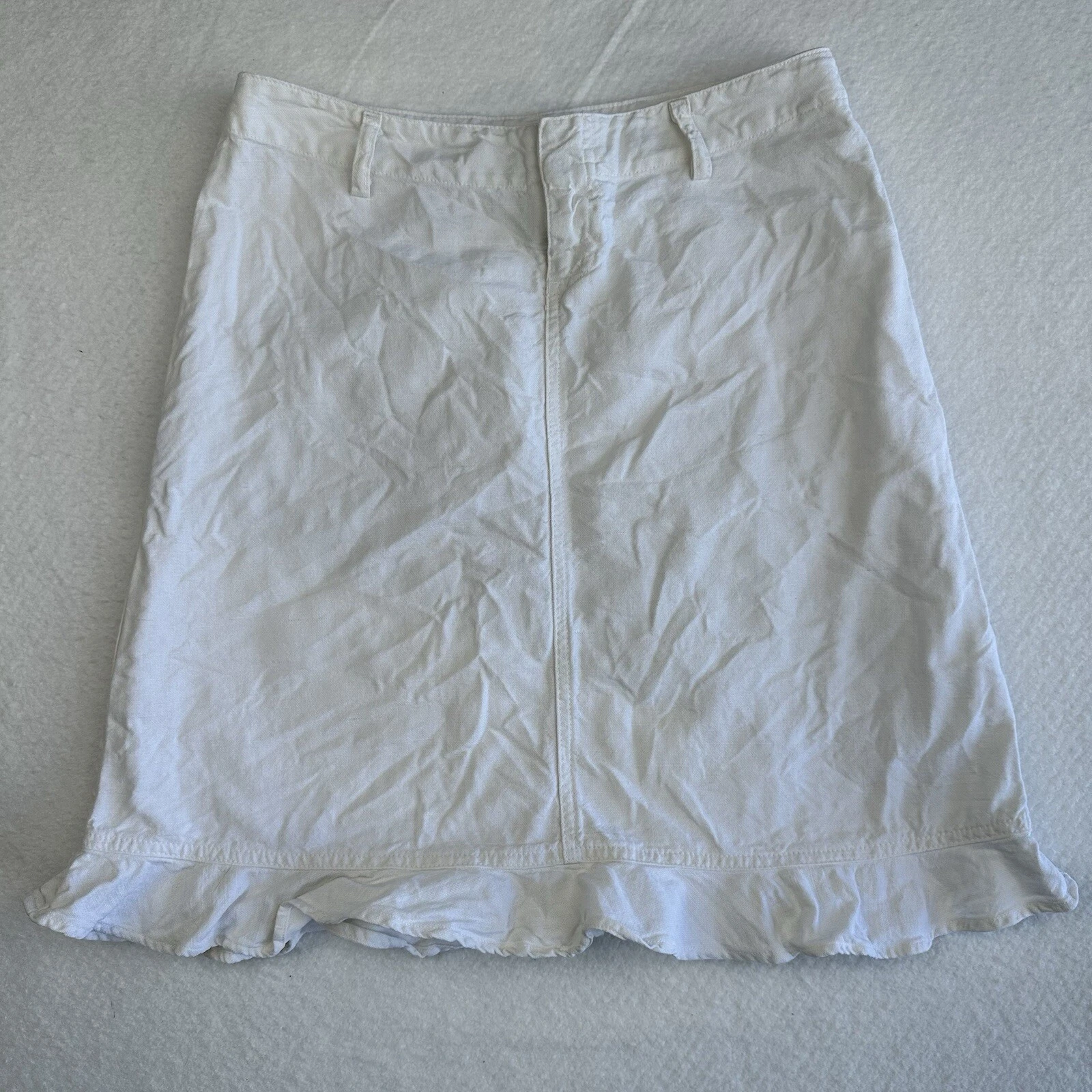 Killah by Sixty White Linen Blend Knee Length Skirt Women’s Size M Made In Italy