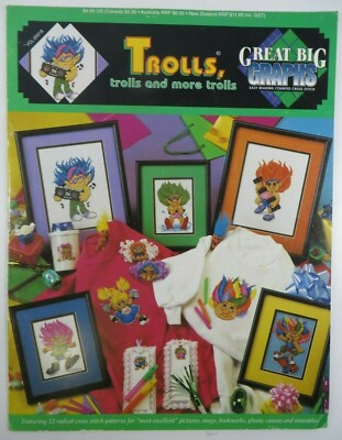 Vintage TROLLS DOLLS Cross Stitch Pattern Booklet Leaflet Great Big Graphs