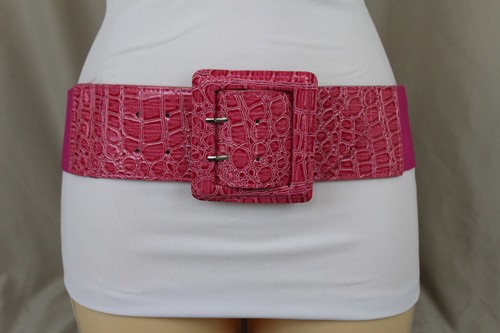Caliente Mujer Rosa Piel Sintética Ancho Pretina Elástica Moda Cinturón Cadera - Imagen 2 de 12