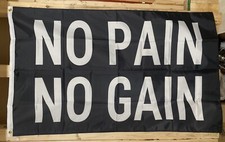 No Pain No Gain Gym Flag FREE SHIP Motivation Strength USA Sign 3x5  