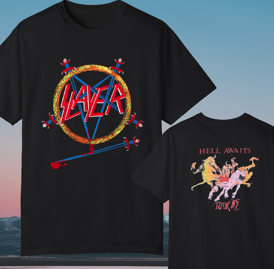 ミュージシャン Vintage Slayer Hell Awaits Tour 85 Tee 1985 Slayer Hell Awaits Tour T-shirt | eBay