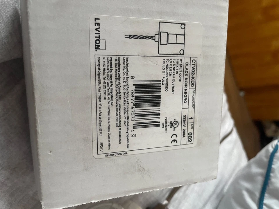 Transformadores actuales Leviton 200amp 2 piezas nuevos en caja Foto 3 de 3