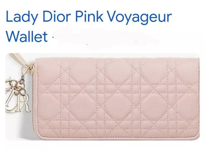 Christian Dior Voyageur Lady Dior Pink Wallet | eBay