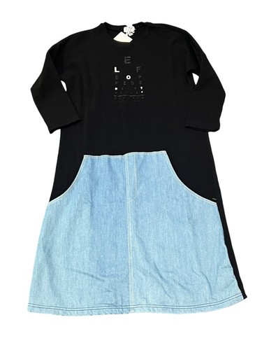 CREW CUTS KIDS GIRL'S VISION DRESS BLACK JERSEY DENIM LONG SLEEVE NWT 16 AL-2117 - Picture 4 of 8