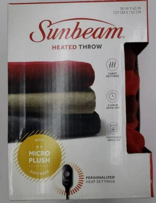 Sunbeam Microplush Cómodo Dedos Eléctrico Calefacción Manta Bolsillo para Pie Búfalo Foto 2 de 2