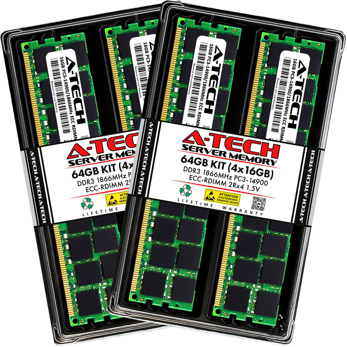 64 Go RAM A-Tech DDR3 RDIMM - 4x16Go PC3-14900 1866MHz - Pour Serveurs Supermicro