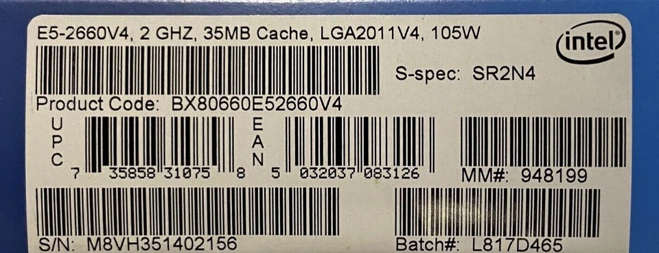 Intel BX80660E52660V4 SR2N4 Xeon Processor E5-2660 v4 35M Cache, 2.00 GHz NEW - Image 2 of 2