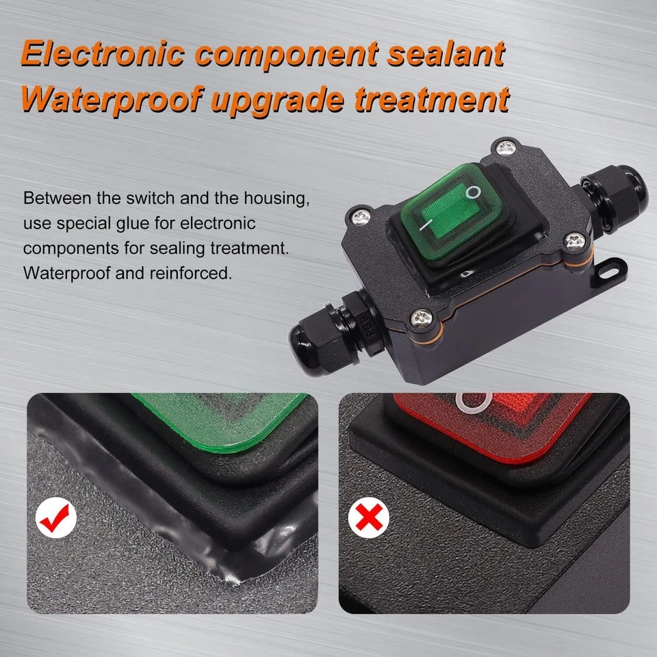 Переключатель 12 В IP67 водонепроницаемый встроенный шнур переключатель ON/OFF30A 24 В/12 В зеленый светодиод... - Изображение 4 из 4