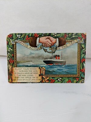 Wildt & Kray London Vintage Postcard Hands Across The Sea Steamship Bingham Holy