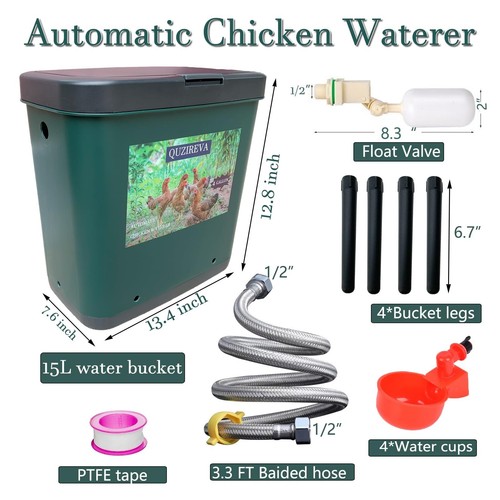 Automatic Chicken Waterer Self-Filling Float Controlled Poultry Water Feeder ... - Picture 2 of 7
