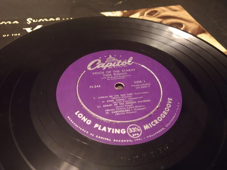 YMA SUMAC VOICE OF THE XTABAY 1952 10" EXOTICA H-244 Inca 33rpm Record  - Image 2 of 4