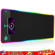 15W Wireless Charging RGB Gaming Mouse Pad Non-Slip Rubber Base 10 Light Modes