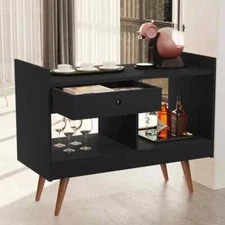 Modern Bar Cabinet – Storage for Liquor, Coffee & Glassware, Drawer & Shelves