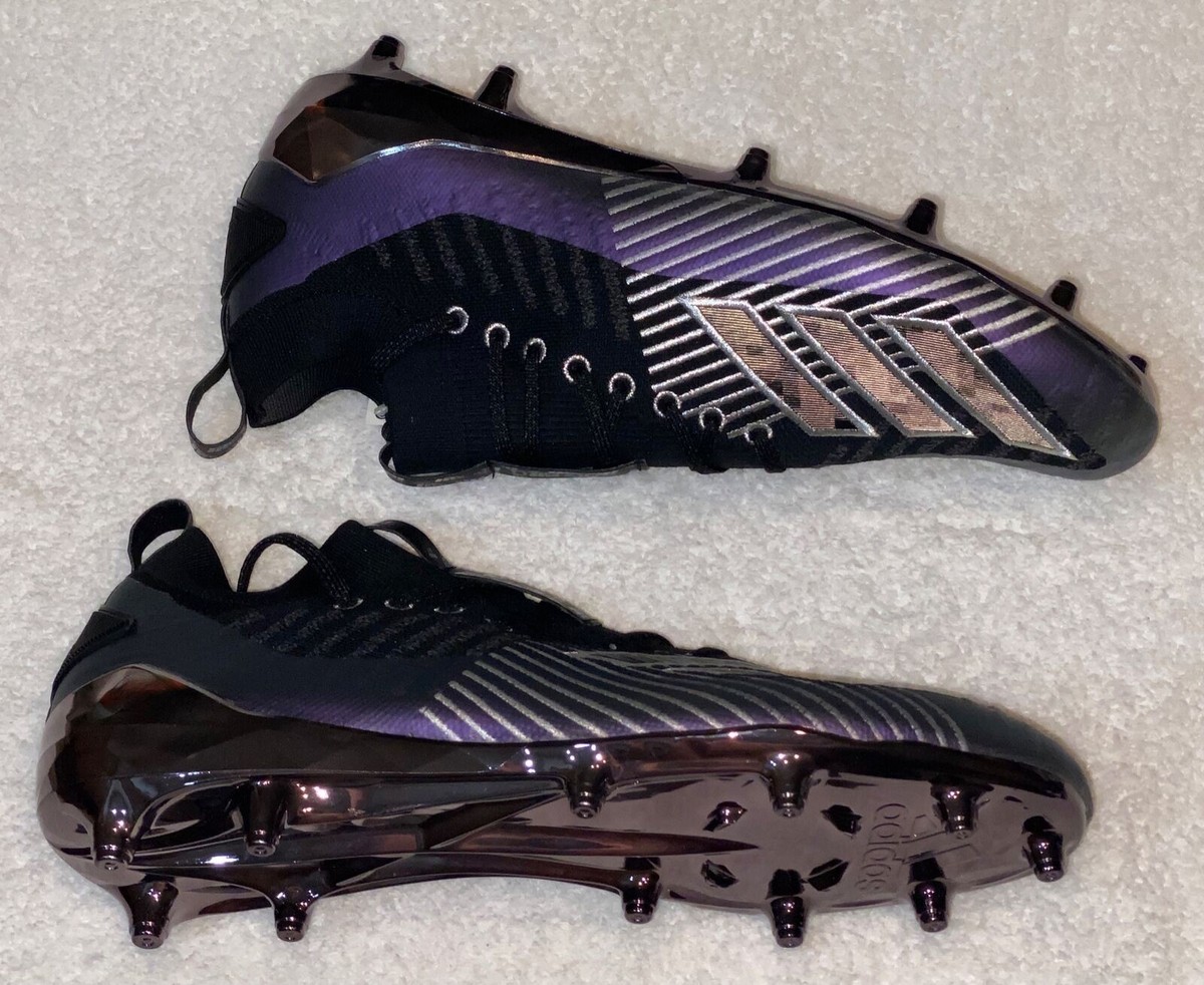 希少　adidas Primeknit サッカーシューズ 8 US ADIDAS Adizero 8.0 Primeknit Black Purple Silver Molded