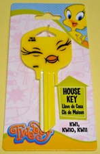 🐤NEW SuPer CuTE TWEETY Bird Eyelashes Kwikset KW1/KW10 house key blank 🐤