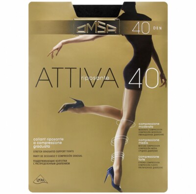 NEW!!! Italian Omsa ATTIVA Riposante 40 Tights NERO 4-Large Size Black Color