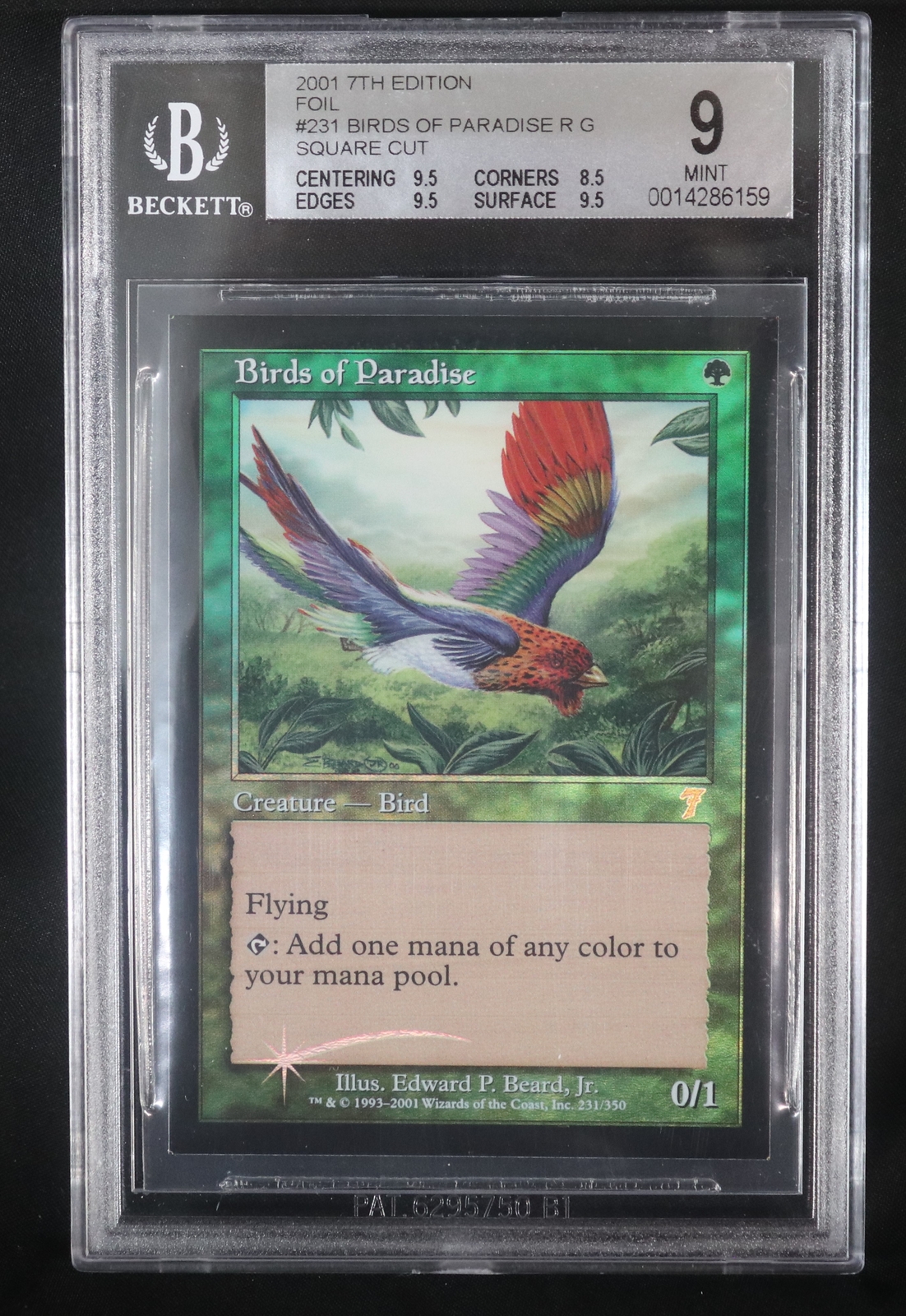 MTG 7th Edition Square Cut Birds of Paradise BGS 9 FOIL Square Cut Magic Beckett