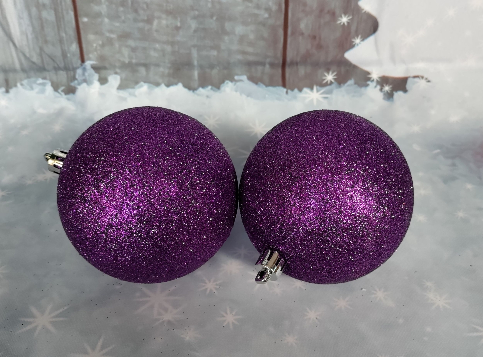 8 Large Purple Christmas Tree Baubles Tree Decoration Ornaments Glitter
