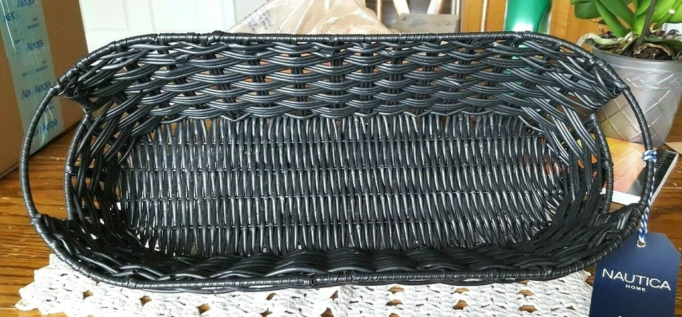 Nautica Home woven black indoor/outdoor tabletop basket 16 3/4" x 7" x 4 5/8"h - Image 3 of 4
