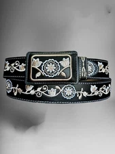 Cinto bordado vaquero para mujer Women’s Western Cowboy Belt embroidered Flowers