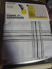 New Microfiber Neutral Grid Shower Curtain - Room Essentials 72" x 72"