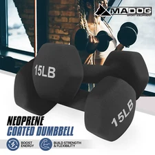 2x 15LB Neoprene Coated Hex Dumbbell Arm Strength Training Gym Fitness Exercise