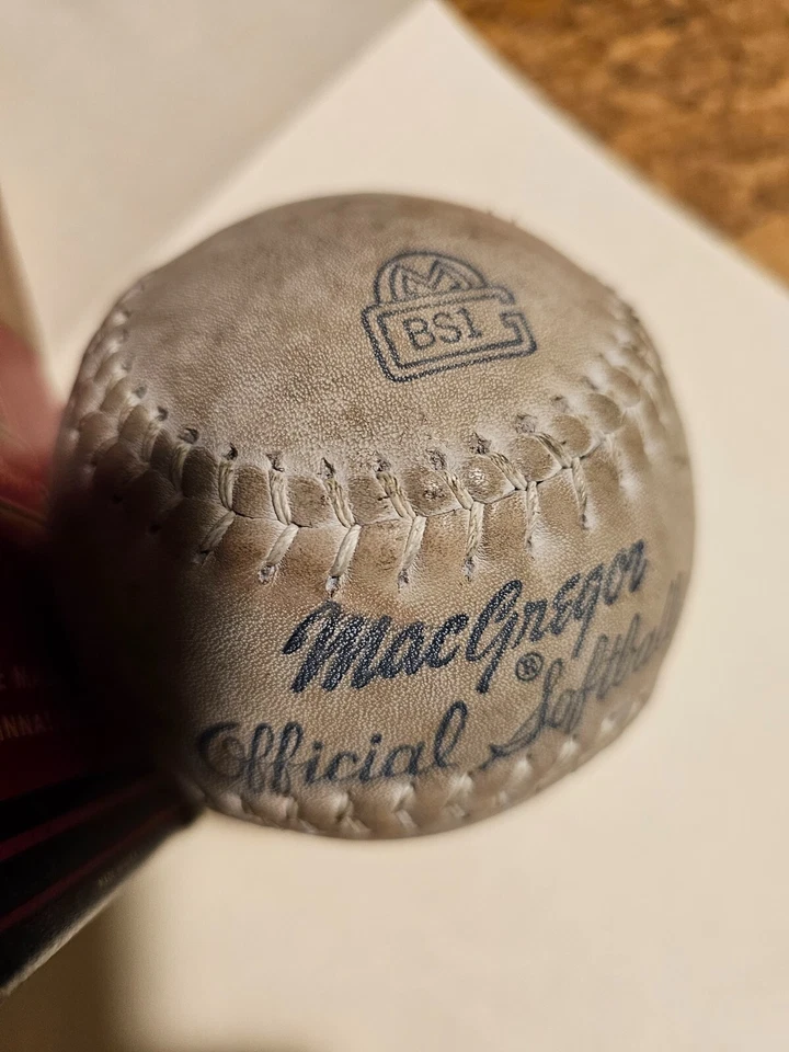 СВЕРХ РЕДКОСТИ! Винтажный софтбол 1930-х MacGregor 12 дюймов BS1 «Ночь и день» с коробкой BS1 - Изображение 4 из 4