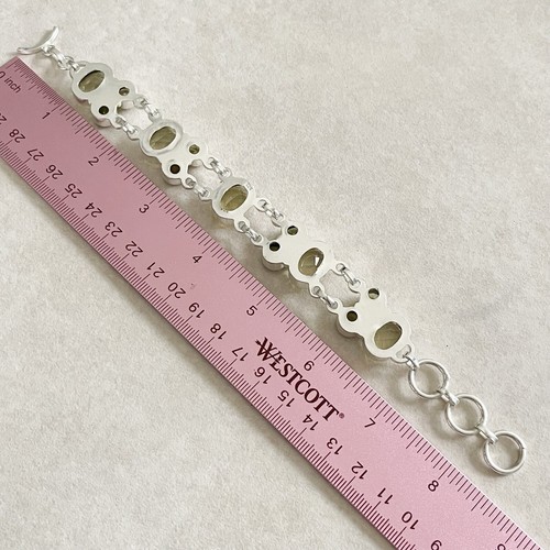 NATÜRLICHES OVALES GELBES CITRIN 925 STERLINGSILBER KETTE ARMBAND 8,5" HANDGEFERTIGT - Bild 2 von 2