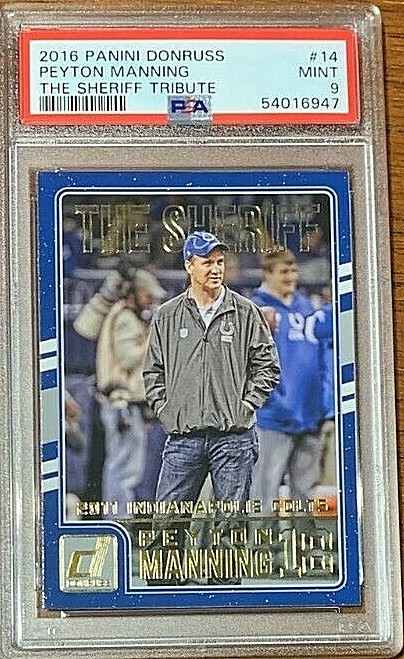 2016 Panini Donruss Sheriff Tribute #14 Peyton Manning PSA 9 POP 1 one higher