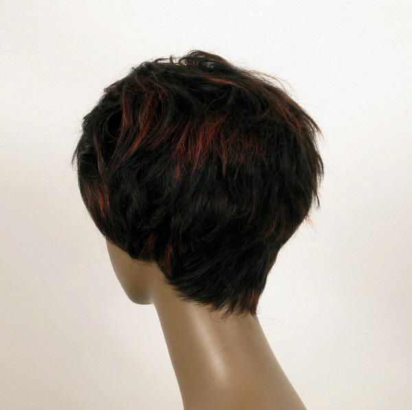 Perruque afro courte cheveux naturels souples avec reflets rouges WHIT 07
