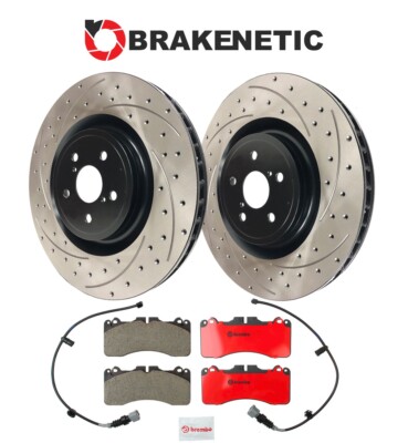 [FRONT] BRAKENETIC PREMIUM Drilled Slotted Brake Rotors w/BREMBO Pads GSF RCF